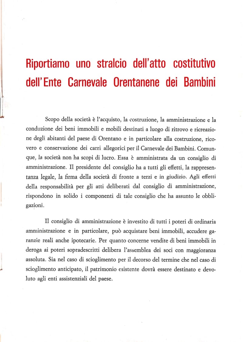 Page 25 of 32: Text page with a red heading: an extract from the Ente’s deed of incorporation, covering its aims, its board and what becomes of its assets.